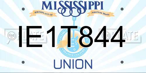 IE1T844 Mississippi License Plate
