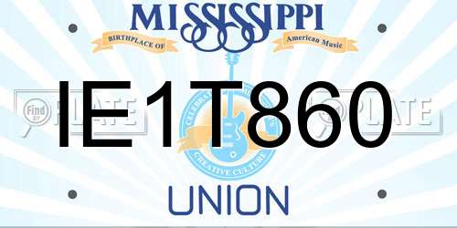 IE1T860 Mississippi License Plate