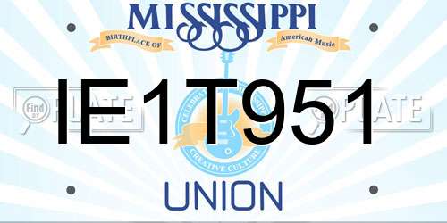 IE1T951 Mississippi License Plate