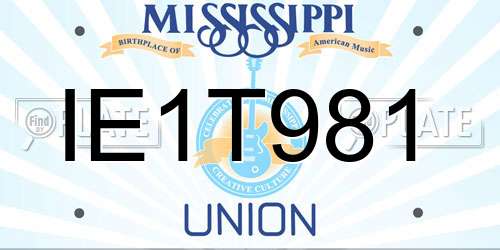IE1T981 Mississippi License Plate