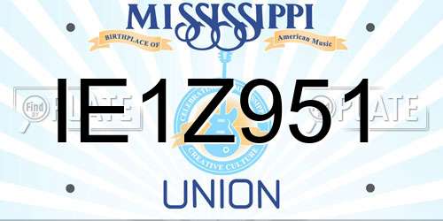 IE1Z951 Mississippi License Plate