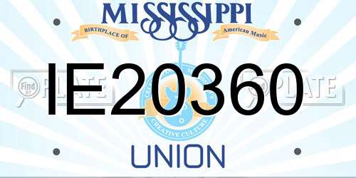 IE20360 Mississippi License Plate