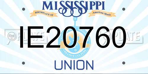 IE20760 Mississippi License Plate