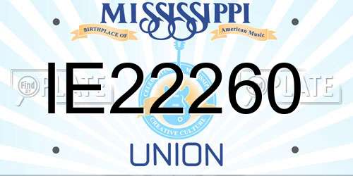 IE22260 Mississippi License Plate