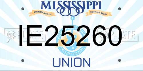 IE25260 Mississippi License Plate