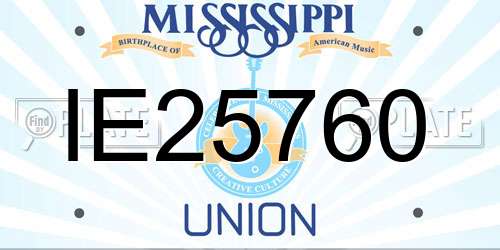 IE25760 Mississippi License Plate