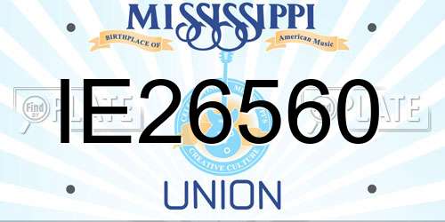 IE26560 Mississippi License Plate