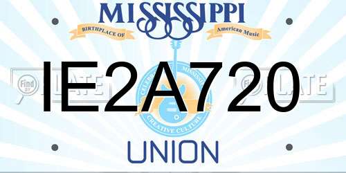 IE2A720 Mississippi License Plate