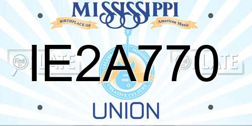 IE2A770 Mississippi License Plate
