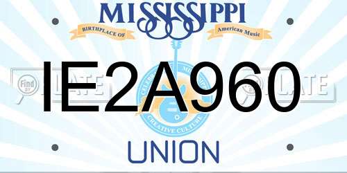 IE2A960 Mississippi License Plate