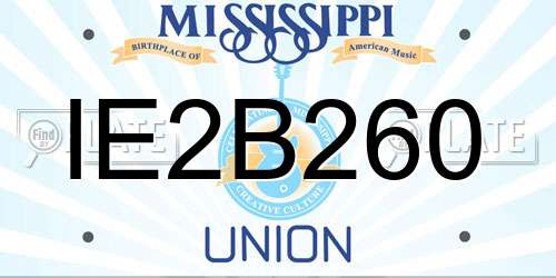 IE2B260 Mississippi License Plate