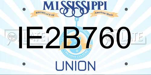 IE2B760 Mississippi License Plate