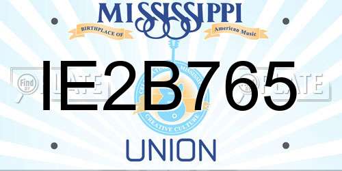 IE2B765 Mississippi License Plate