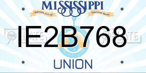 IE2B768 Mississippi License Plate