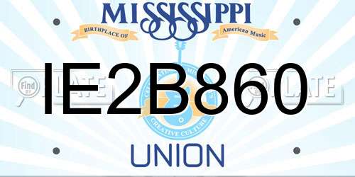 IE2B860 Mississippi License Plate