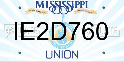 IE2D760 Mississippi License Plate