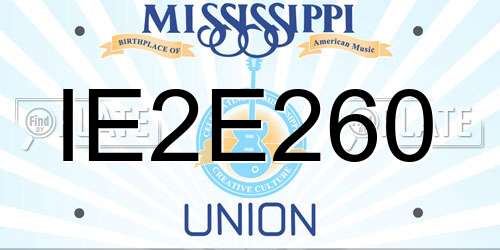 IE2E260 Mississippi License Plate