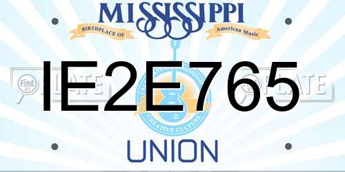 IE2E765 Mississippi License Plate