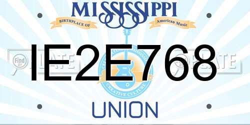 IE2E768 Mississippi License Plate