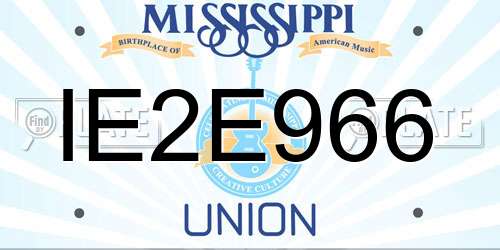 IE2E966 Mississippi License Plate