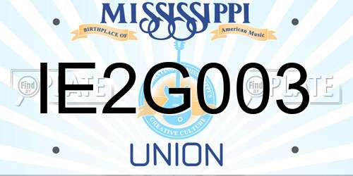 IE2G003 Mississippi License Plate