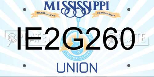 IE2G260 Mississippi License Plate