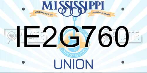 IE2G760 Mississippi License Plate