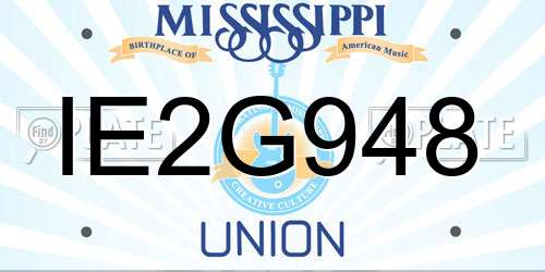 IE2G948 Mississippi License Plate