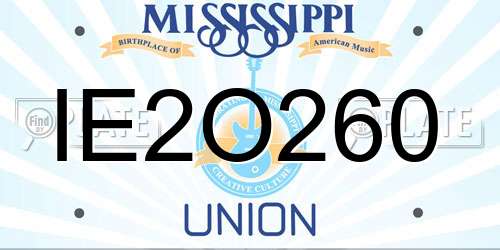 IE2O260 Mississippi License Plate