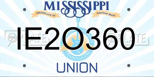 IE2O360 Mississippi License Plate