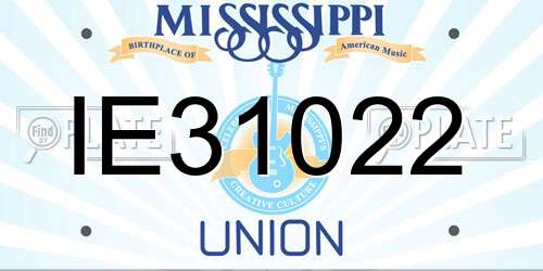 IE31022 Mississippi License Plate
