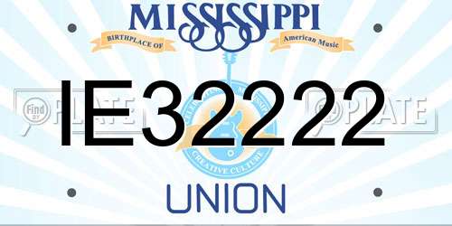 IE32222 Mississippi License Plate