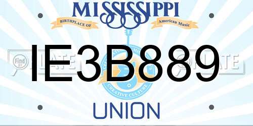 IE3B889 Mississippi License Plate