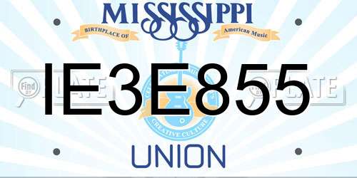 IE3E855 Mississippi License Plate