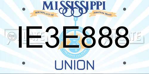 IE3E888 Mississippi License Plate