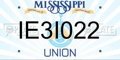 IE3I022 Mississippi License Plate
