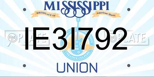 IE3I792 Mississippi License Plate