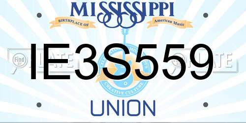 IE3S559 Mississippi License Plate