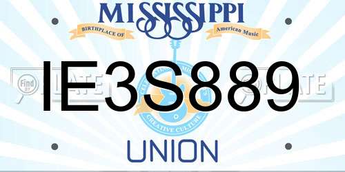 IE3S889 Mississippi License Plate