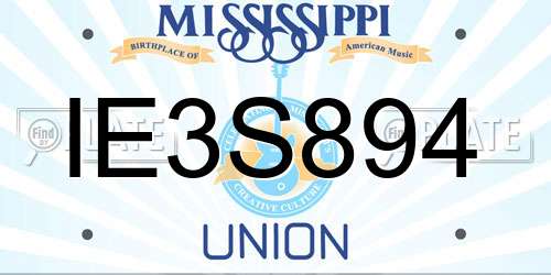 IE3S894 Mississippi License Plate