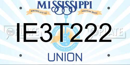 IE3T222 Mississippi License Plate