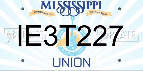 IE3T227 Mississippi License Plate
