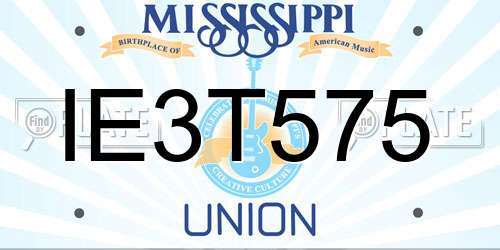 IE3T575 Mississippi License Plate