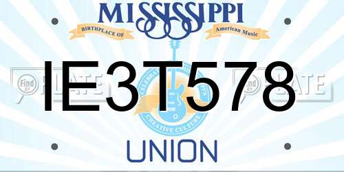 IE3T578 Mississippi License Plate