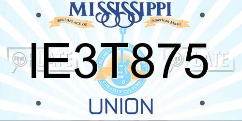 IE3T875 Mississippi License Plate