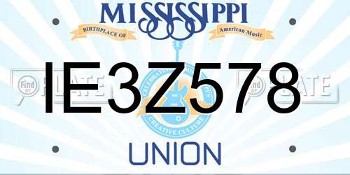 IE3Z578 Mississippi License Plate