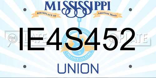 IE4S452 Mississippi License Plate
