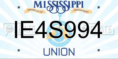 IE4S994 Mississippi License Plate