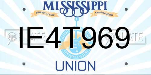 IE4T969 Mississippi License Plate