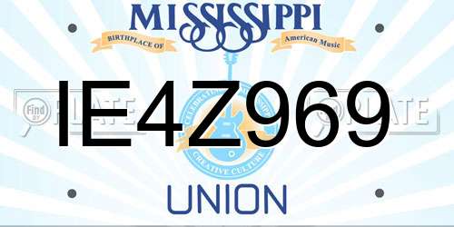 IE4Z969 Mississippi License Plate